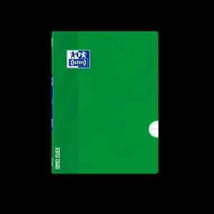 LOT de 10 Oxford School Classic Openflex A5+ Cahier agrafé - Couverture plastique robuste - 1 ligne avec marge - 48 feuilles - Couleur Vert