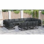 vidaXL Ensemble de canapé de jardin avec coussin 14 Pièces Noir Aluminium