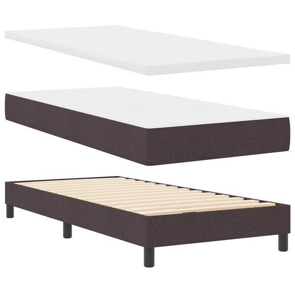vidaXL Lit à ressorts avec matelas Marron foncé 80 x 200 cm tissu