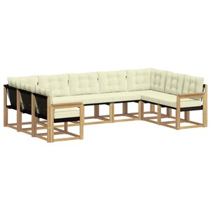vidaXL Ensemble de canapés d'extérieur 9 Pièces Blanc et crème