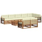 vidaXL Ensemble de canapés d'extérieur 9 pc Naturel et Crème