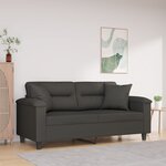 vidaXL Canapé 2 places avec oreillers et coussins Gris foncé 140 cm