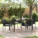 vidaXL Ensemble de salle à manger pour jardin 5 Pièces Noir Poly rotin