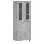 vidaXL Buffet haut Gris béton 69 5x34x180 cm Bois d'ingénierie
