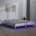 vidaXL Cadre de lit à LED sans matelas blanc 140x200 cm bois massif