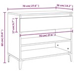 vidaXL Armoire à chaussures Gris béton 70x36x60 cm Bois d'ingénierie