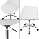 Fauteuil chaise de bureau siège rembourré à 5 roulettes rotatif à 360° et réglable en hauteur métal blanc 03_0004996
