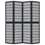 vidaXL Cloison de séparation 4 panneaux noir bois de paulownia massif