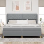 Lit à ressort vidaXL avec matelas gris clair 200x200 cm tissu