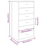 vidaXL Buffet avec 6 tiroirs vieux bois 50x34x96 cm bois d'ingénierie