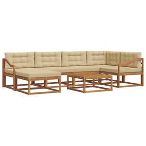 vidaXL Ensemble de canapés d'extérieur 7 Pièces Naturel et Beige