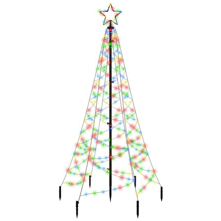 vidaXL Sapin de Noël avec piquet Coloré 200 LED 180 cm