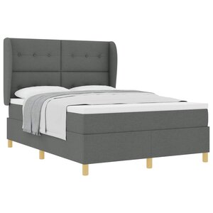 vidaXL Lit à ressorts avec matelas Gris foncé 200 x 140 cm tissu