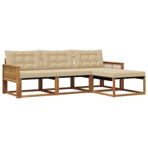 vidaXL Ensemble de canapés d'extérieur 4 Pièces Naturel et Beige