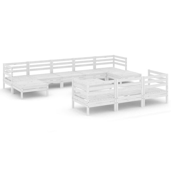vidaXL Salon de jardin 11 Pièces Blanc Bois de pin massif