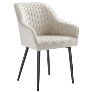 Chaise de salle à manger fauteuil siège rembourrée avec accoudoirs largeur d’assise 49 cm pieds en métal revêtement en velours charge 110 kg pour salon chambre gris 12_0004911