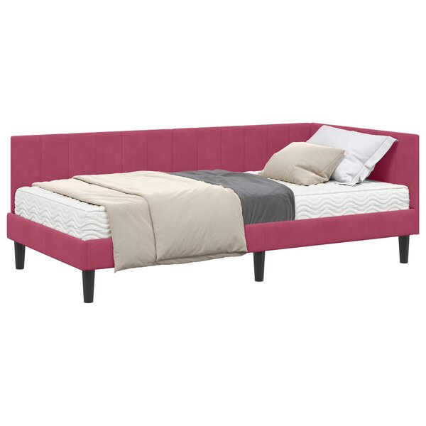 vidaXL Cadre de lit d'angle avec matelas 2 Pièces Vert Velours