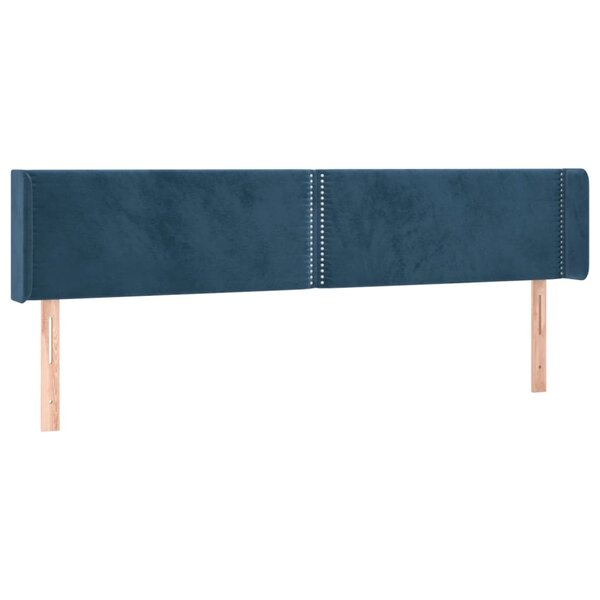 vidaXL Tête de lit avec oreilles Bleu foncé 203x16x78/88 cm Velours