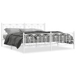 vidaXL Cadre de lit métal sans matelas et pied de lit blanc 193x203 cm