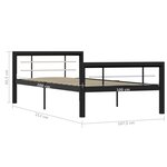 vidaXL Cadre de lit sans matelas noir et blanc métal 90x200 cm