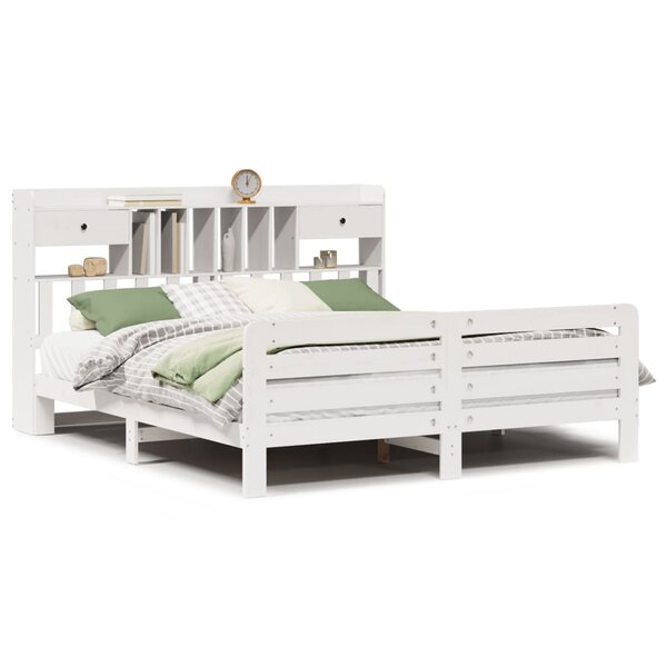 vidaXL Lit bibliothèque sans matelas blanc 180x200 cm bois pin massif