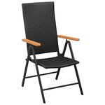 vidaXL Chaises de jardin lot de 4 Résine tressée Noir