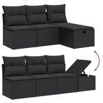 vidaXL Salon de jardin 9 Pièces avec coussins noir résine tressée