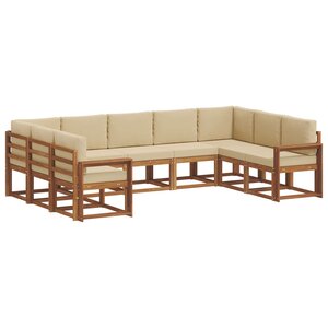 vidaXL Ensemble de canapés d'extérieur 9 Pièces Naturel et Beige