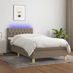 vidaXL Sommier à lattes de lit avec matelas LED Taupe 90x190 cm Tissu