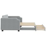 vidaXL Lit de jour avec gigogne et tiroirs gris clair 90x200 cm tissu