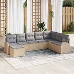 vidaXL Ensemble de canapé de jardin 8 Pièces Beige  gris clair Poly rotin