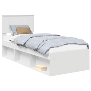 vidaXL Cadre de lit avec tête de lit Blanc 75 x 190 cm Pin massif