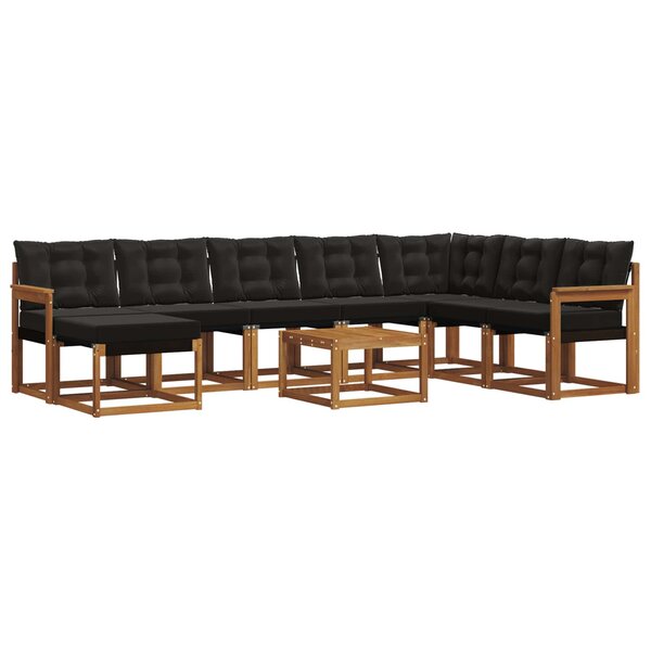 vidaXL Ensemble de canapés d'extérieur 9 Pièces Naturel et Noir