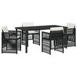 vidaXL Ensemble de salle à manger de jardin 5 pièces avec coussins en poly rotin noir