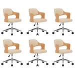 vidaXL Chaises pivotantes à manger lot de 6 bois courbé et similicuir