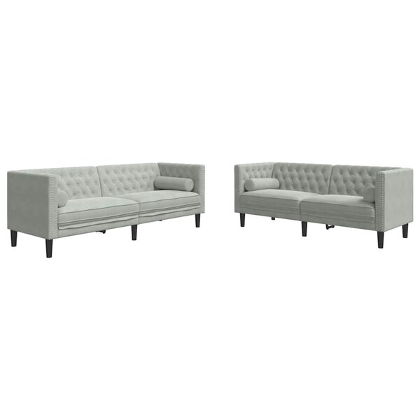 vidaXL Canapé de salon 2 Pièces Gris clair 194 x 74 5 x 70 5 cm Velours