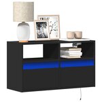 vidaXL Meuble TV mural avec lumières LED noir 80x31x45 cm