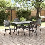 vidaXL Ensemble de salle à manger pour jardin 5 Pièces Noir Aluminium