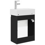 vidaXL Meuble de salle de bain avec robinet Noir 45 5 x 22 5 x 84 cm