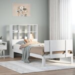 vidaXL Lit bibliothèque sans matelas blanc 90x190cm bois de pin massif