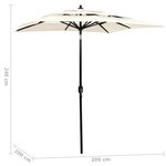 Vidaxl parasol à 3 niveaux avec mât en aluminium sable 2x2 m