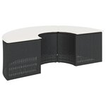 vidaXL Salon de jardin 3 Pièces demi-rond noir résine tressée
