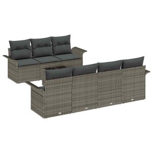 vidaXL Ensemble de canapé de jardin avec coussin 8 Pièces Gris polyrotin