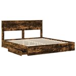 vidaXL Lit de Rangement Chêne fumé 180 x 200 cm Bois d'ingénierie