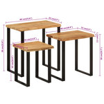 vidaXL Tables gigognes 3 Pièces avec bord vivant bois massif d'acacia