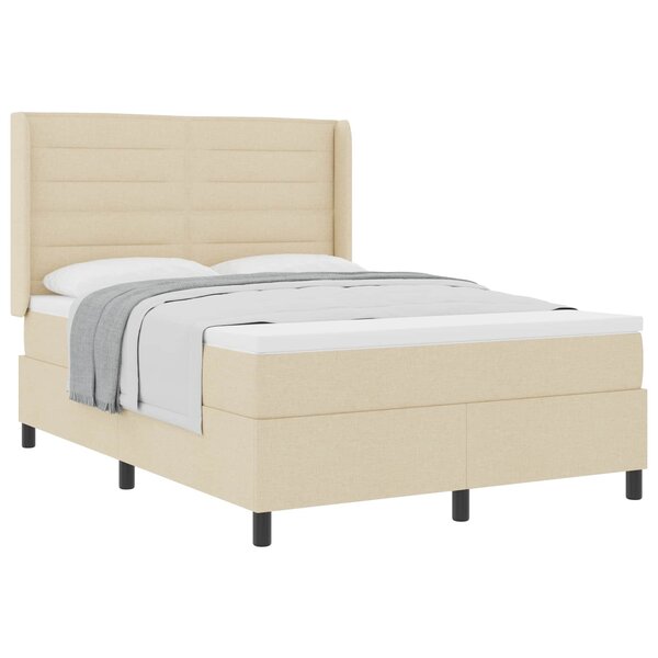 vidaXL Lit à ressorts avec matelas Crème 190 x 140 cm tissu