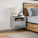 vidaXL Table de chevet murale avec lumières LED gris béton