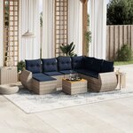 vidaXL Salon de jardin 8 Pièces avec coussins gris résine tressée