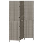 vidaXL Paravent 3 Panneaux Pliable Gris 147x180 cm Rattan Poly