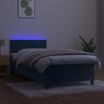 vidaXL Sommier à lattes de lit avec matelas LED Bleu foncé 100x200 cm